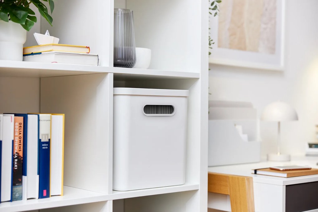 Úložný box na dokumenty, na archiváciu + 10 závesných zakladačov, myPAPER BOX - biely