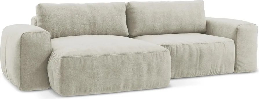 Béžová ženilková rozkladacia rohová pohovka (ľavý roh/s leňoškou) Kuki – Makamii