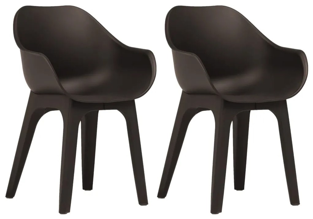 vidaXL Záhradné stoličky s opierkami 2 ks hnedé plastové