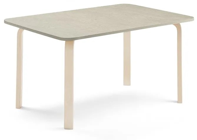 Stôl ELTON, 1400x700x640 mm, linoleum - šedá, breza
