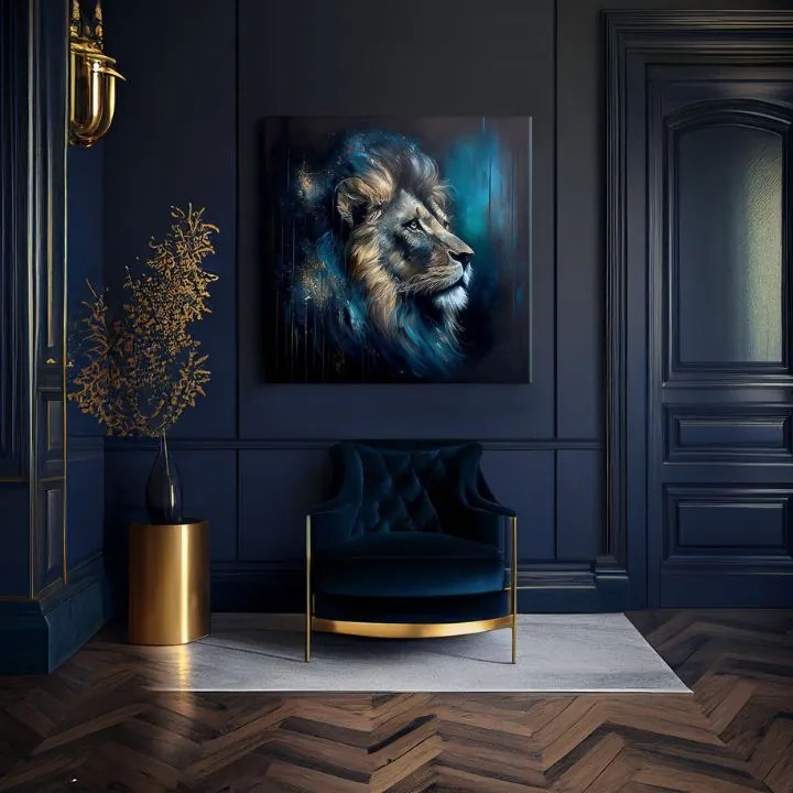 Dekoratívna maľba na plátne - PREMIUM ART - Lion's Strength and Grace 60x60 cm