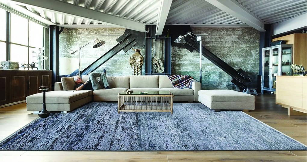 Ručne viazaný kusový koberec Diamond DC-KM Snowland, 305x425, modrá, chodba / predsieň, Diamond Carpets India