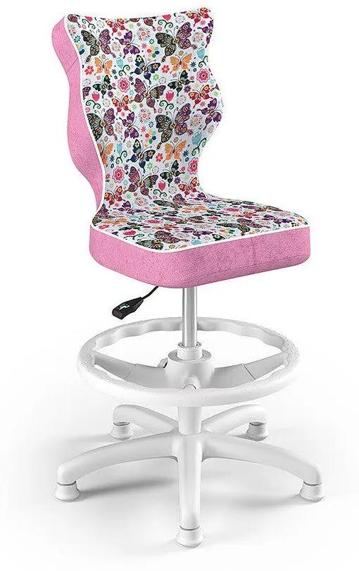 PETIT Detská otočná stolička s podnožkou, pre deti s výškou 133-159 cm, so vzorom motýľa Entelo
