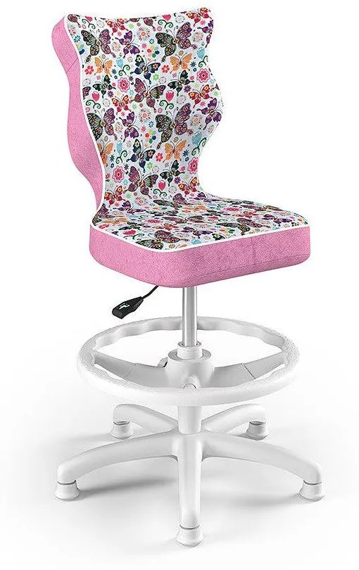 PETIT Detská otočná stolička s podnožkou, pre deti s výškou 133-159 cm, so vzorom motýľa Entelo