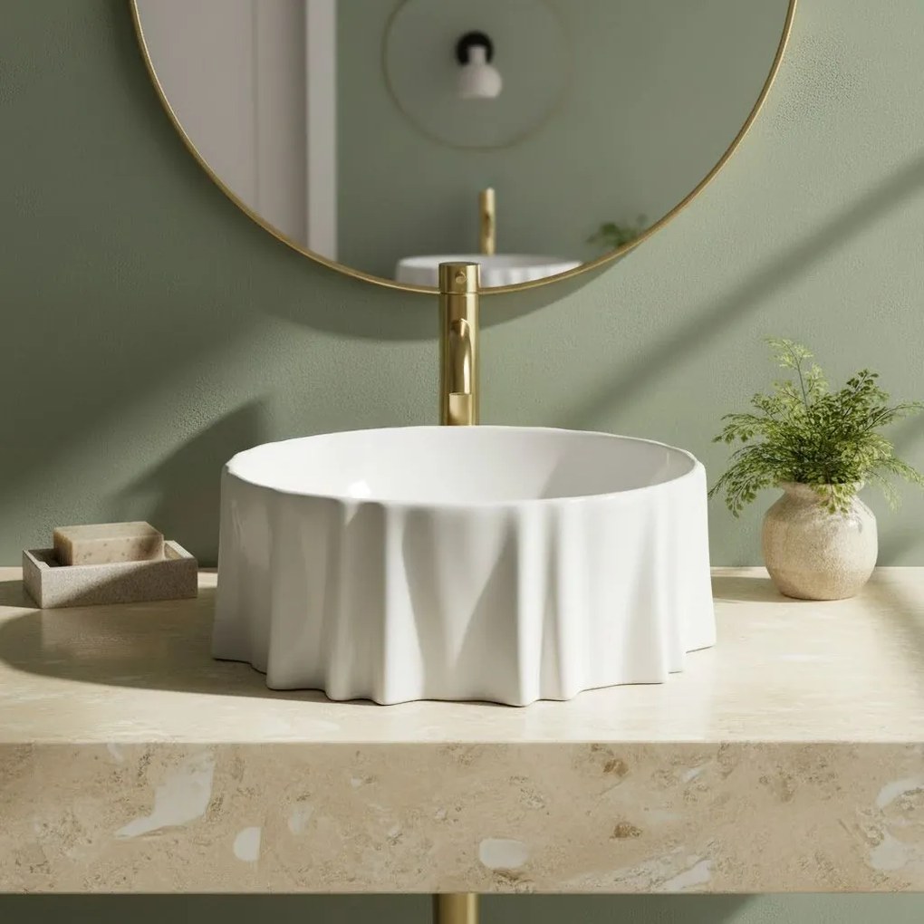 Rea Anastazja, umývadlo na dosku 390x390x135 mm, biela lesklá, REA-U0639