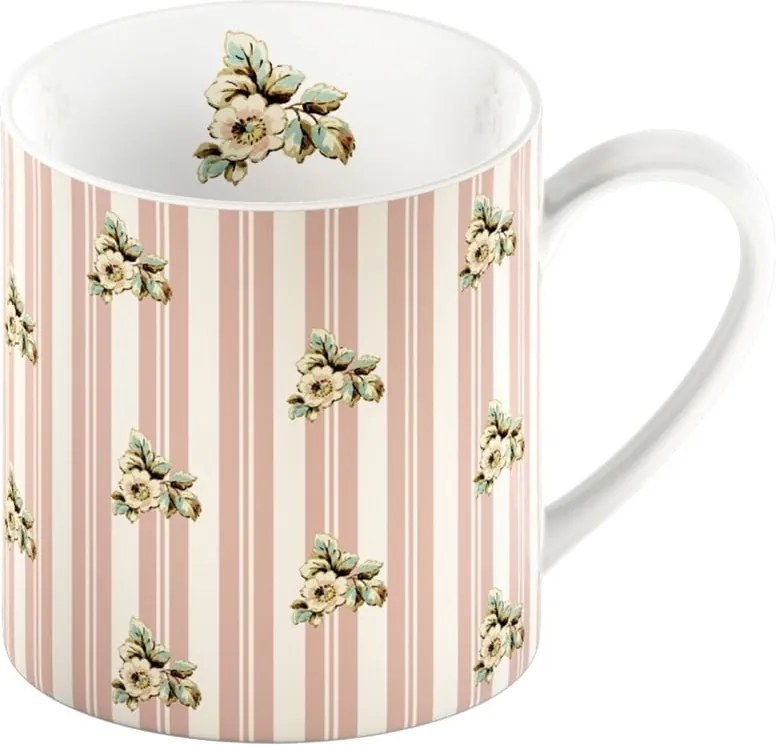 Ružový porcelánový hrnček s pruhmi Creative Tops Cottage Flower, 330 ml