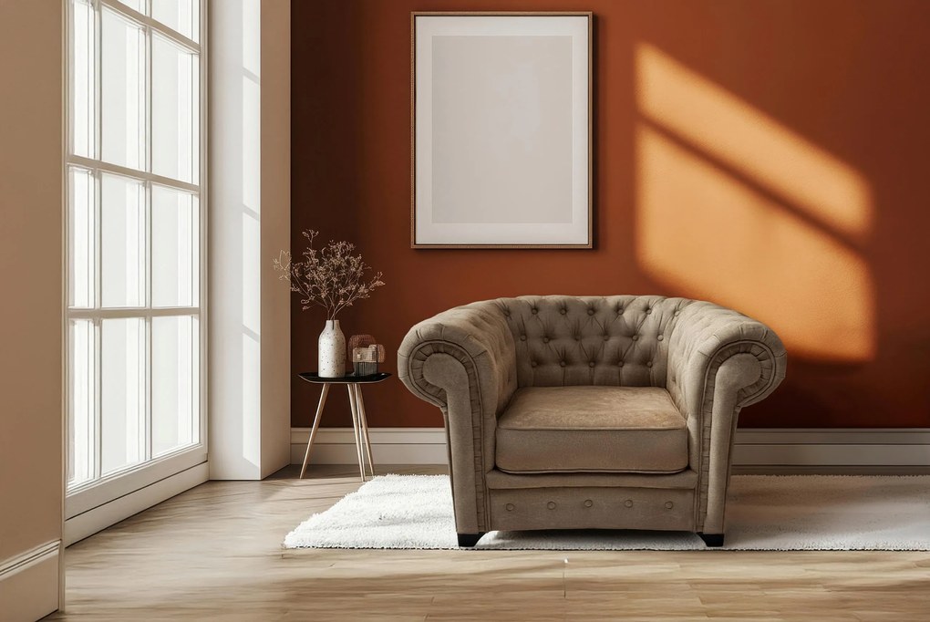 XXXLutz KRESLO CHESTERFIELD, textil, kompozitné drevo, svetlohnedá MID.YOU - Online Only obývacie izby - 000694009824
