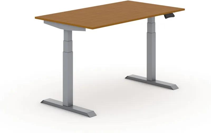 Výškovo nastaviteľný stôl PRIMO ADAPT, elektrický, 1400x800x625-1275 mm, čerešňa, sivá podnož