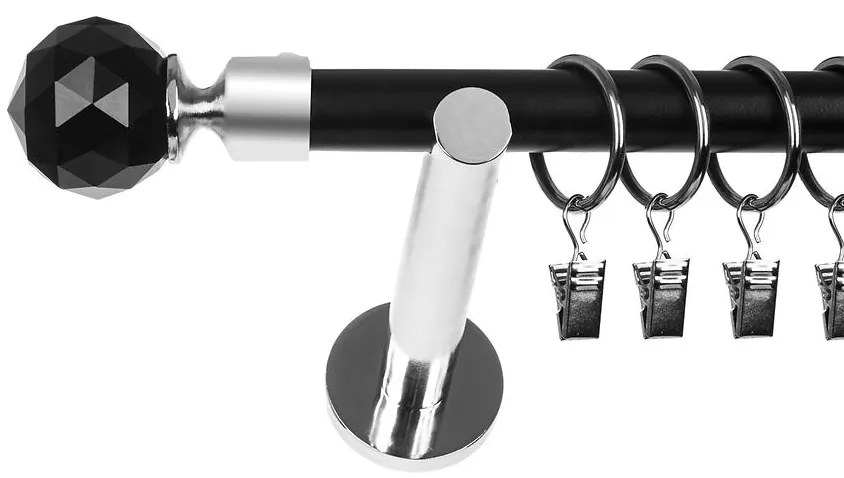 Garniž I stylus fi 19  160cm kula crystal čierny/chróm