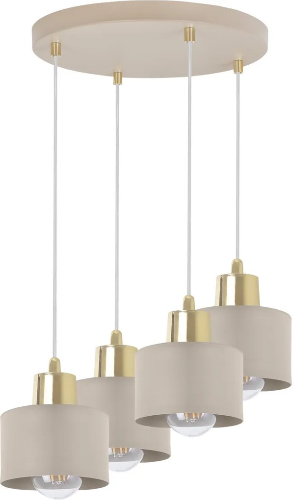 Závesné svietidlo Panta, 4x béžové kovové tienidlo, g, o