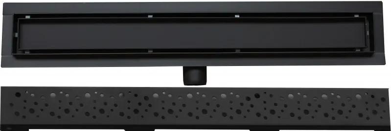 MEXEN Flat nerezový sprchový žľab 80 cm, vzor C12 čierny, 1721080-15