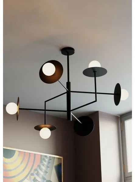 Redo 01-2734 - Luster na tyči PLATO 6xG9/10W/230V čierna