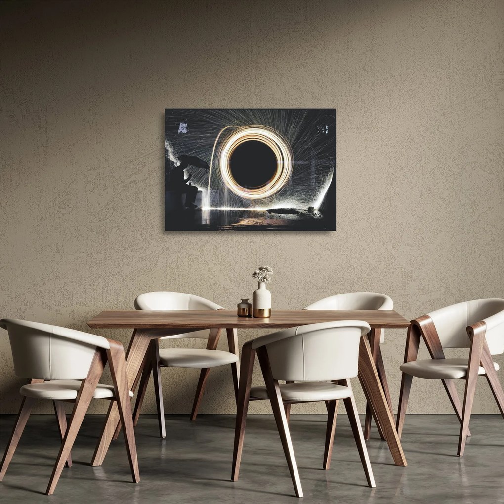 Sklenený obraz - Svetelná šou v daždi (70x50 cm)