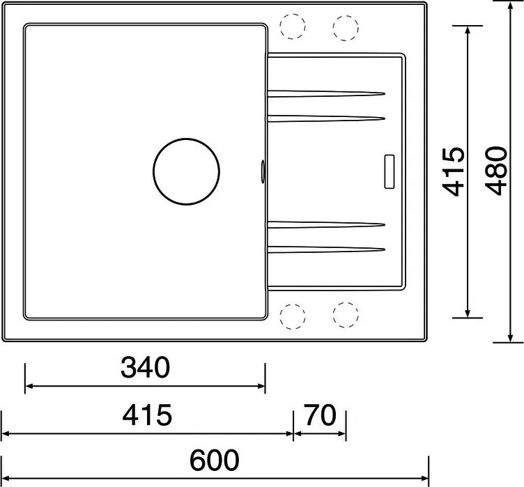 Granitový drez s odkvapom Sinks Linea 600 N, Sahara