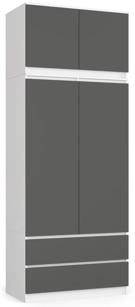 Šatní skříň s nástavcem Star 90 cm bílá/grafitově šedá
