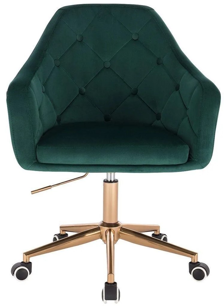 LuxuryForm DESIGN Kreslo ANDORA VELUR na zlatej podstave s kolieskami - zelené