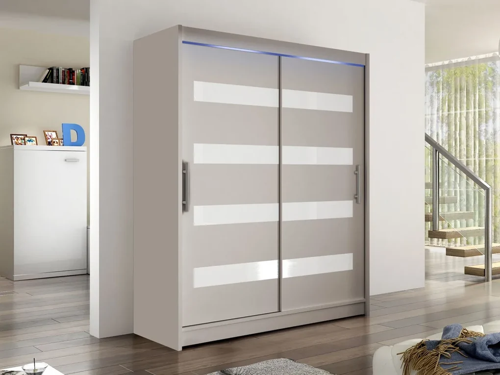 Skriňa Presto IV, Farby: čierna, Osvetlenie: osvetlenie LED RGB - farebné