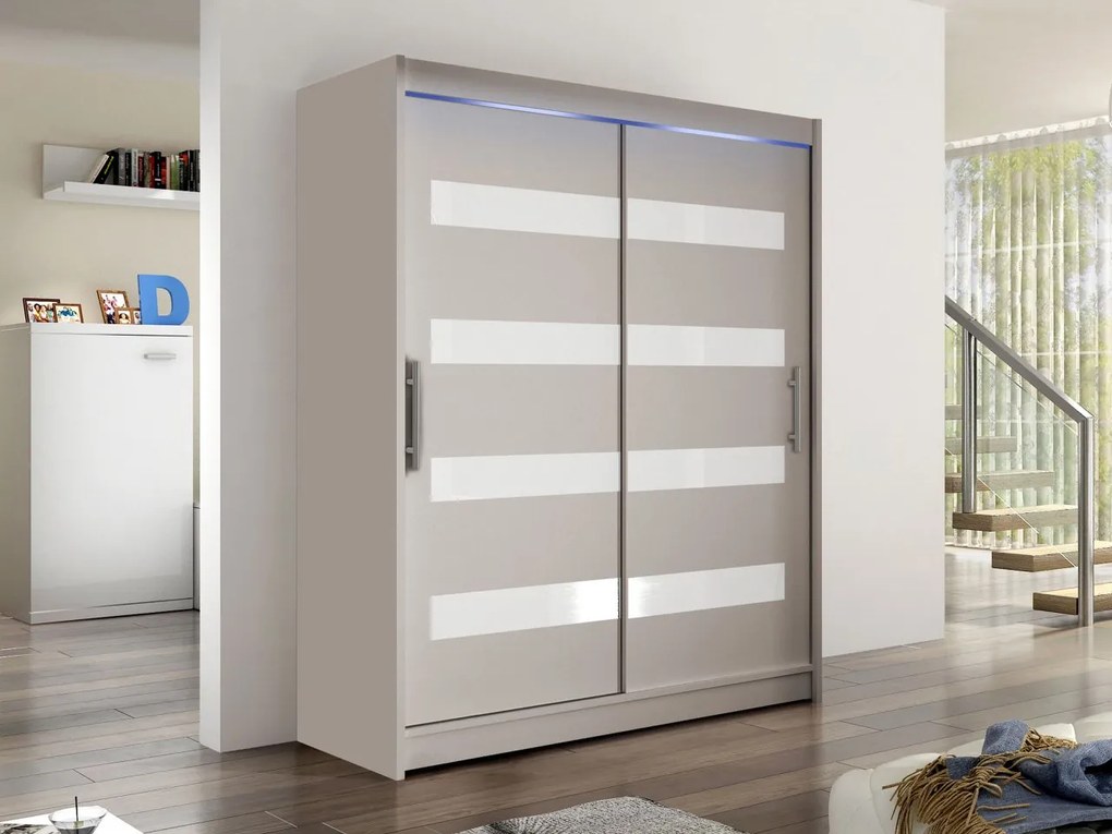 Skriňa Presto IV, Farby: kašmír, Osvetlenie: osvetlenie LED RGB - farebné