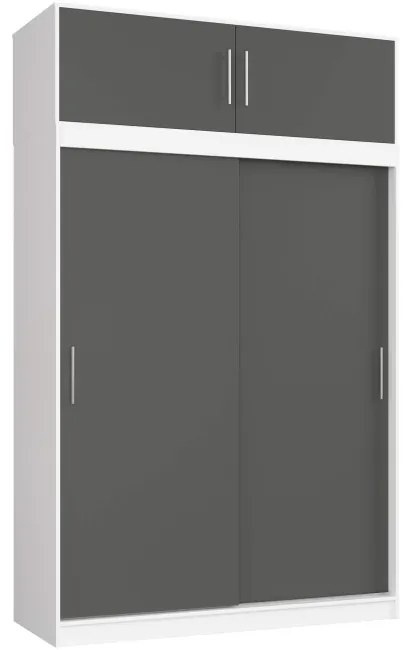 Skriňa s posuvnými dverami a nadstavcom 150 cm CLP mono biela / sivá