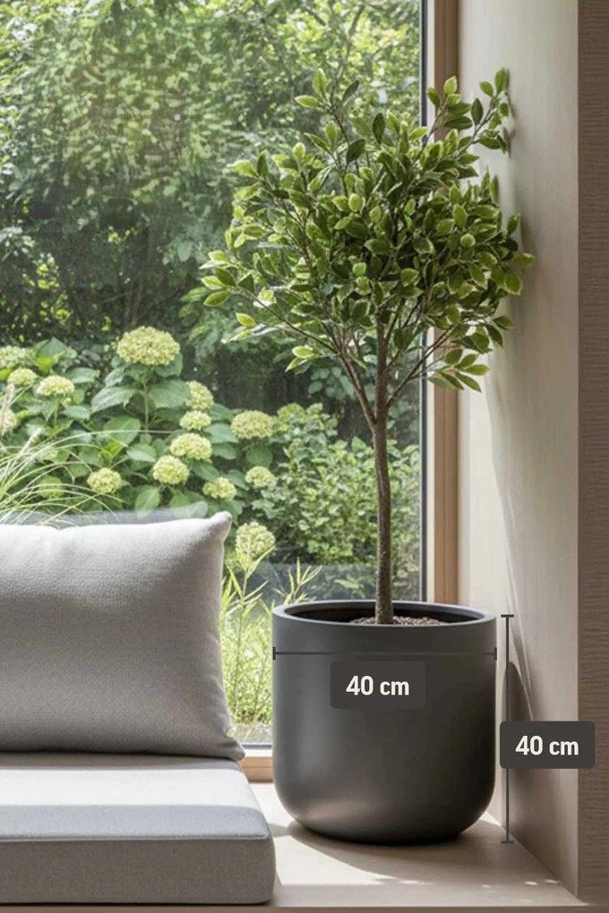 Kvetináč CHICO, sklolaminát, priemer 40 cm, beton design sivý