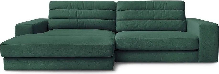 Zelená zamatová rohová pohovka (ľavý roh/s leňoškou) Sierra – Bobochic Paris