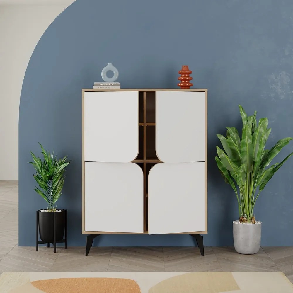 Skrinka v dekore duba v bielo-prírodnej farbe 90x120 cm Nola – Marckeric