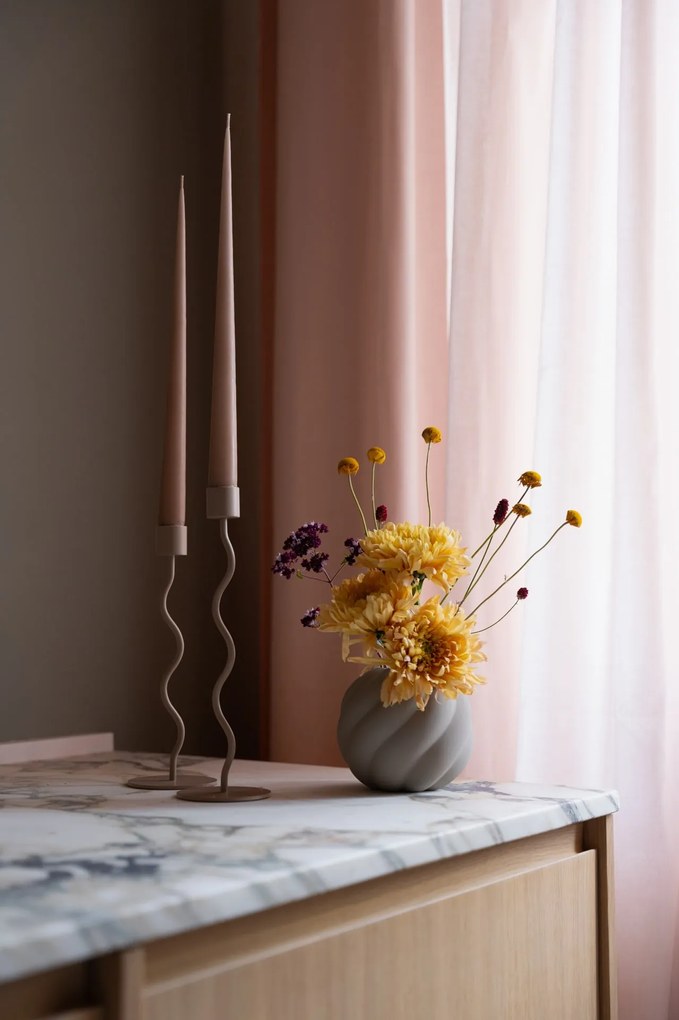 COOEE Design Kovový svietnik Curved Taupe 26 cm