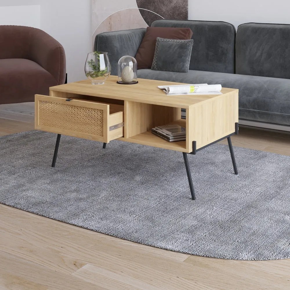 Konferenčný stolík v dekore duba v prírodnej farbe 60x100 cm Ecrin – Marckeric