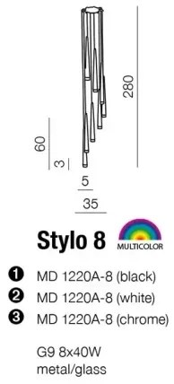 Minimalistické svietidlo Stylo 8 čierne