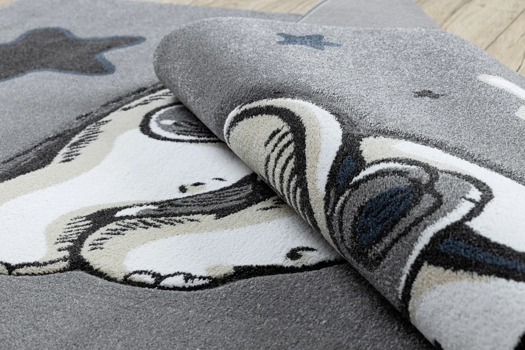 Koberec PETIT SLONÍK, HVIEZDY, sivý