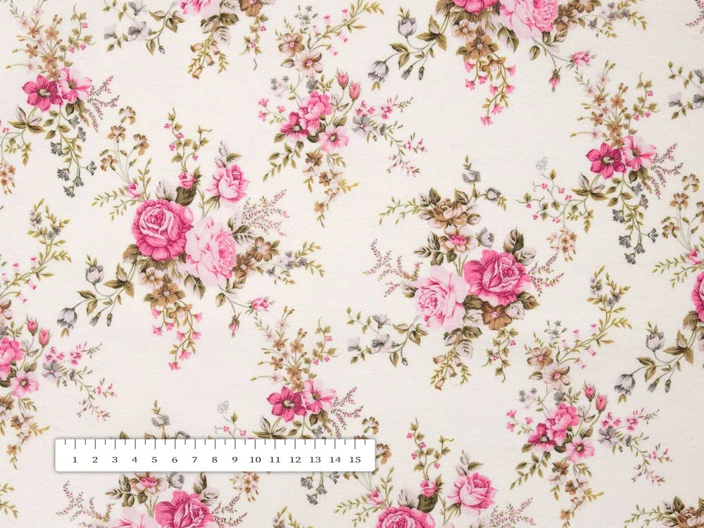 Biante Dekoračný obdĺžnikový obrus PML-107 Ružové ružičky na bielom 140x220 cm