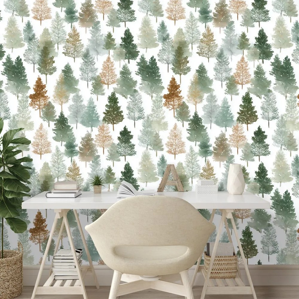 Tapeta pestrofarebné lesné stromy