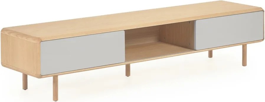 Sivý/v prírodnej farbe TV stolík v dekore jaseňa 180x41x42 cm Anielle – Kave Home