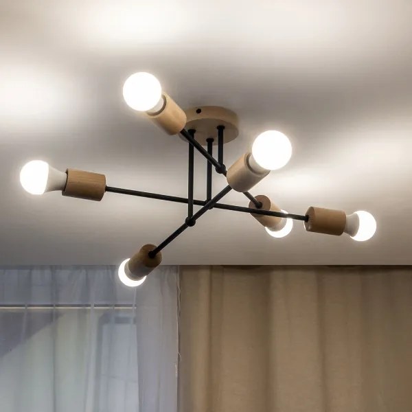 Prisadený luster CAMBRIDGE 6xE27/15W/230V borovica