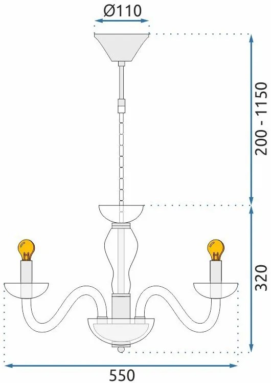 Toolight Toolight, stropná lampa na zavesenie 6xE14 APP1081-6CP, ružové zlato, OSW-00681