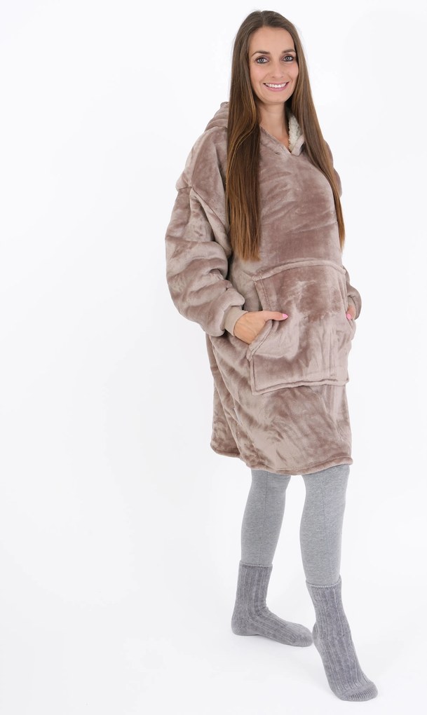 Baránková mikina mikroplyš – Laura cappuccino veľkosť M