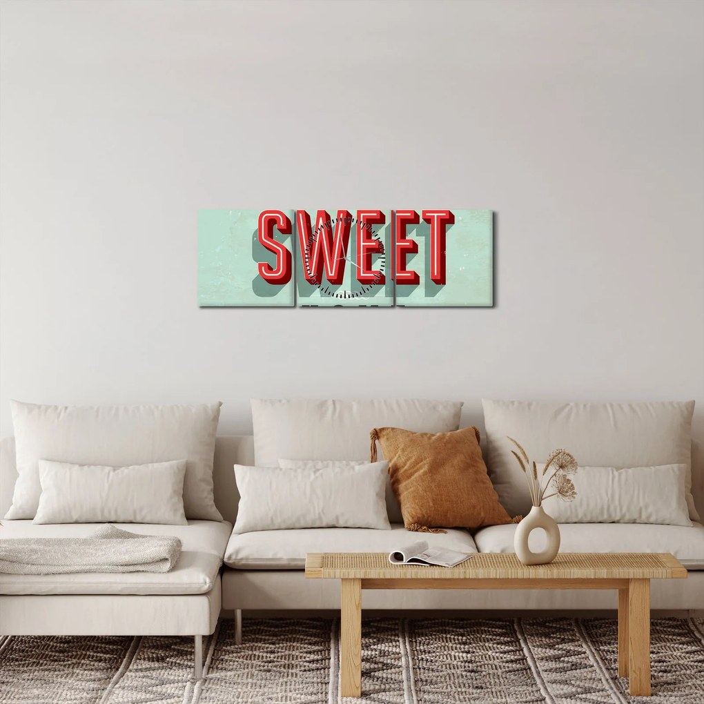 Obraz - Home sweet home (s hodinami) (90x30 cm)