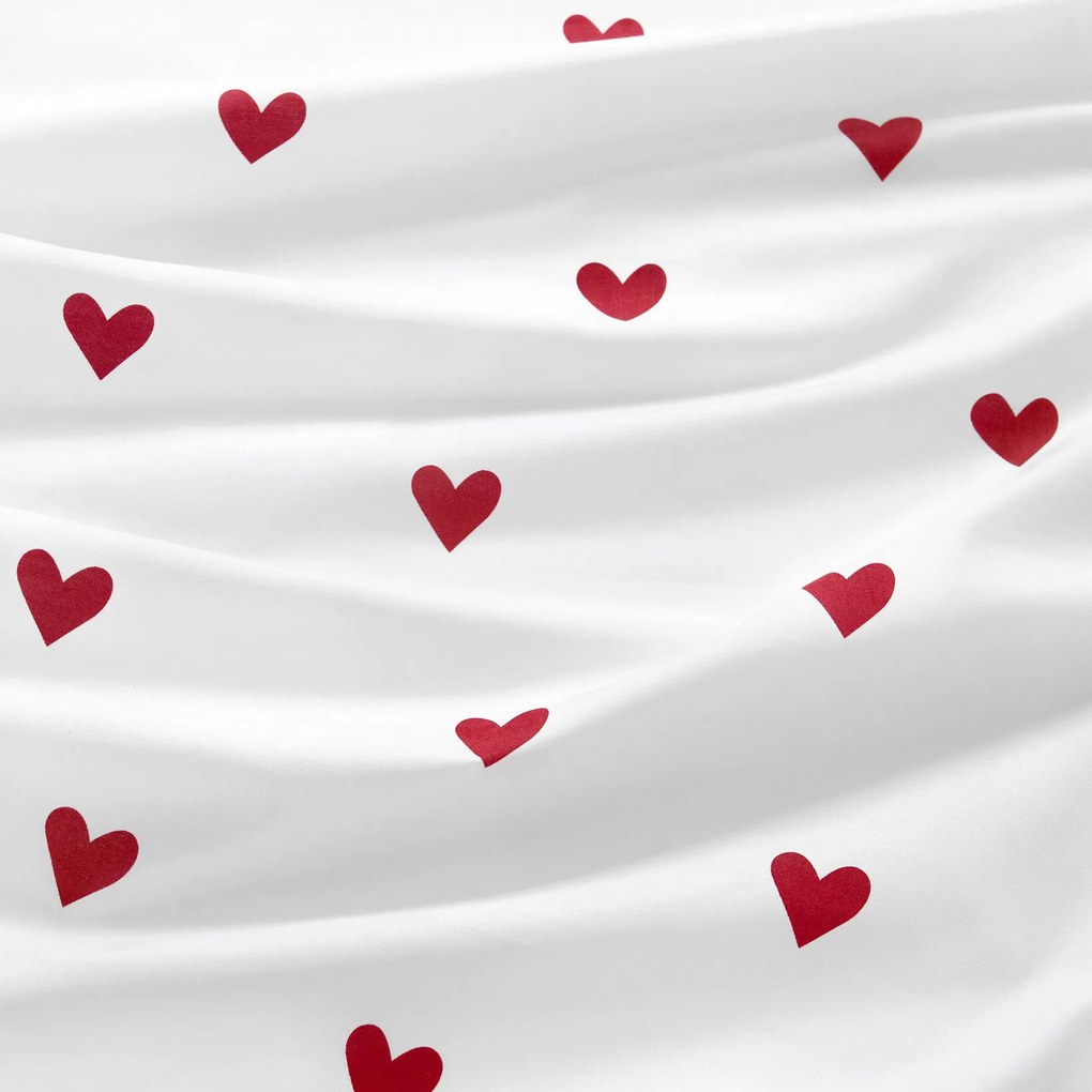 Goldea oválny obrus 100% bavlnené plátno - červené srdiečka na bielom 140 x 280 cm