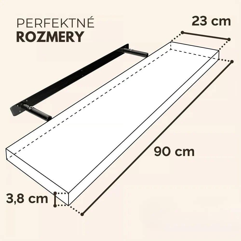 Nástenná polica FIGO + konzola, 90cm, tmavý dub Casaria