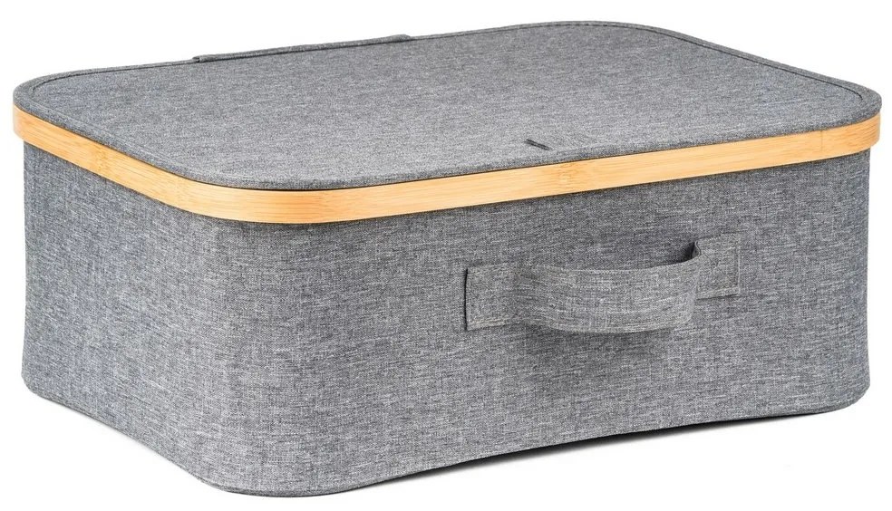 Úložný box G21 40 x 30 x 15 cm, bambusový s vekom, sivý