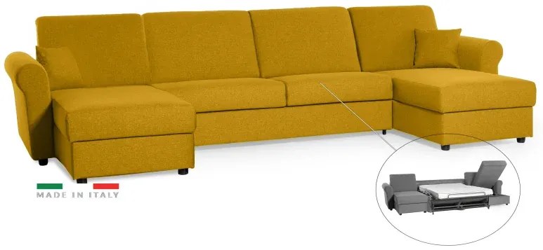 Sedacia súprava na každodenné spanie SAVONA U - rozkladacia, žltá (penelope 08), 140