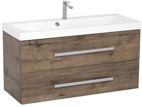 Kúpeľňová skrinka s umývadlom SAT Cube Way 100x40 cm dub wellington CUBE2100ZDW, 1 ks