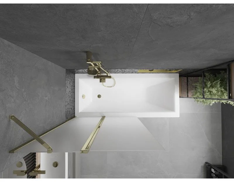 Mexen Flip, vaňová zástena 1-krídlová 100 x 150 cm, otočné krídlo, 6 mm námraza sklo, zlatý profil, 894-100-101-50-30