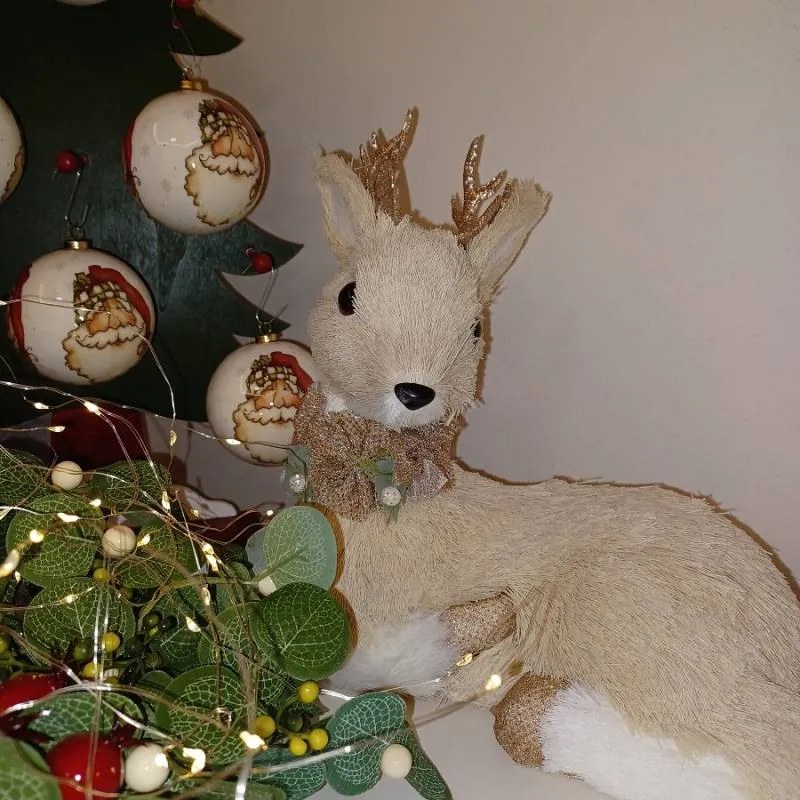 DECOLED Jeleň, 30 x 15 x 26 cm, béžová farba