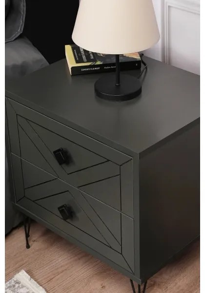 Nočný stolík LUNA 55x50 cm antracit/čierna