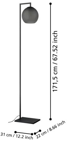 Eglo 390254 - Stojacia lampa ARANGONA 1xE27/40W/230V dymová