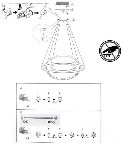 LED Stmievateľný luster na lanku CIRCLE 1xLED/15W/230V + LED/20W + LED/25W