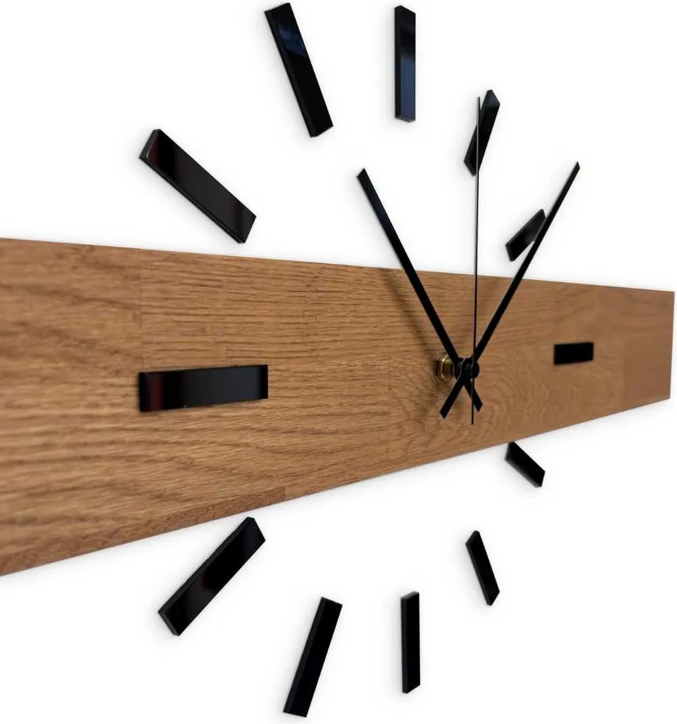 Rustikálne dubové hodiny na stenu – minimalistická škandinávska drevená dekorácia | DRORES: Strieborné ručičky 60 cm 4684-111273 MAS021-3072-akcia20