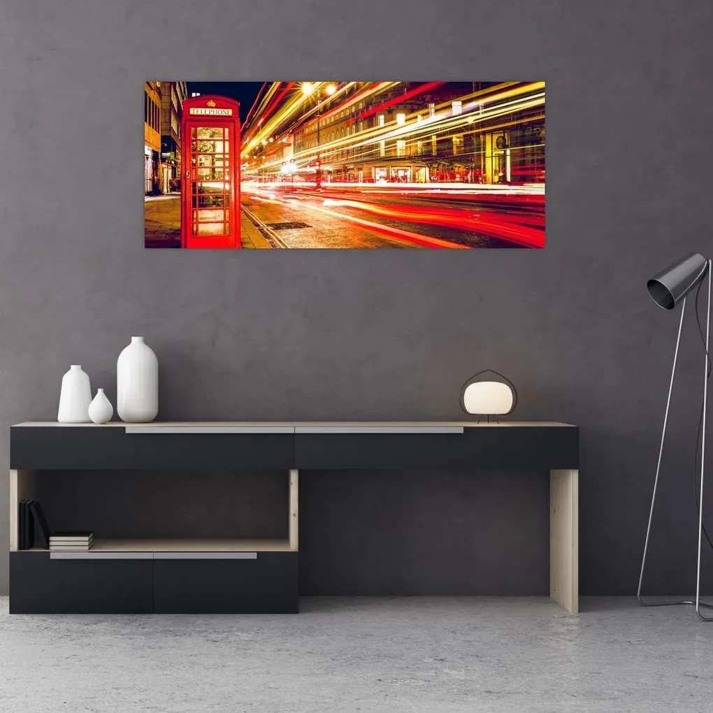 Obraz - červená telefónna búdka (120x50 cm)