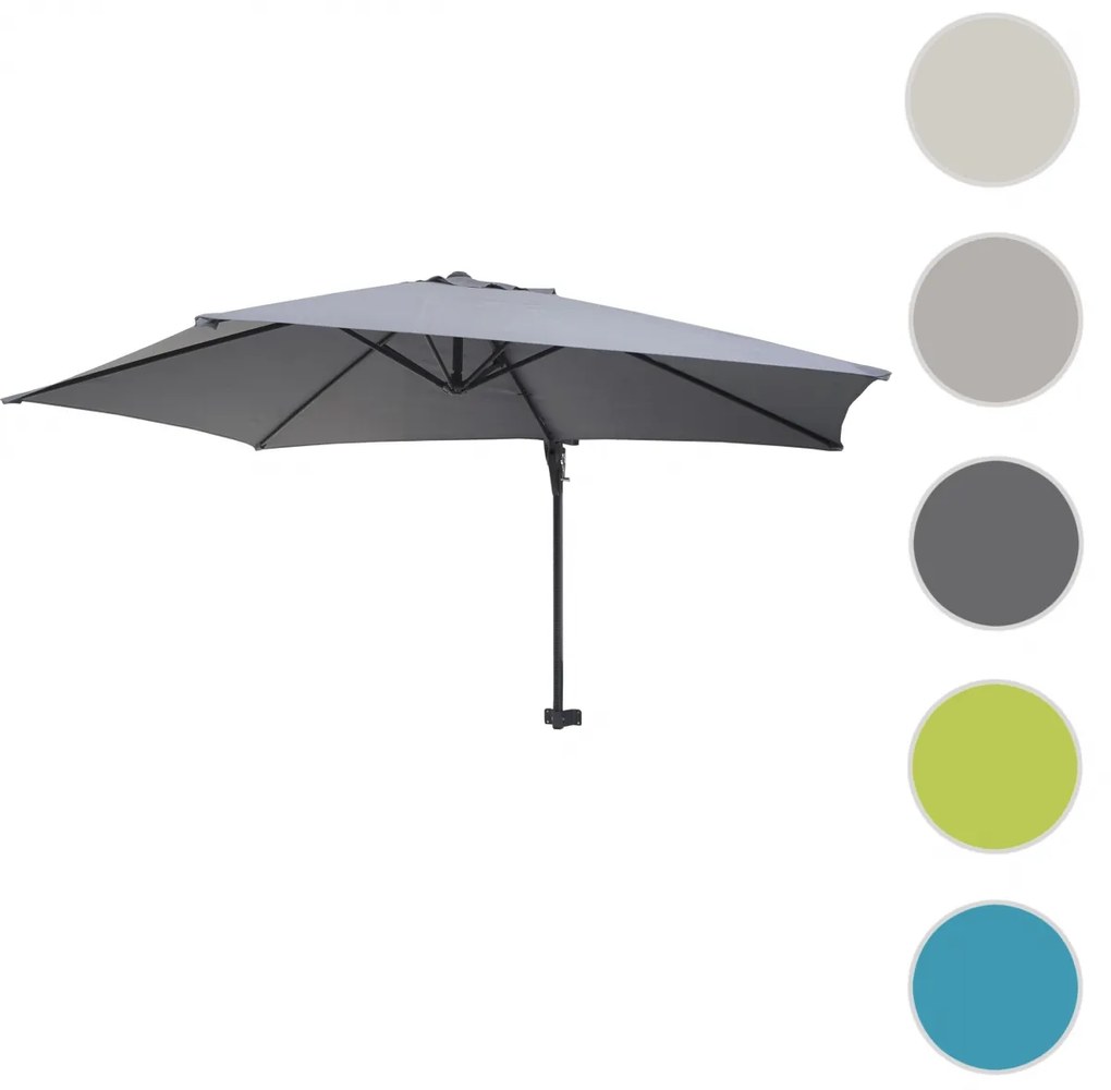 Nástenný slnečník Casoria 3 m polyester hliník/oceľ - sivá